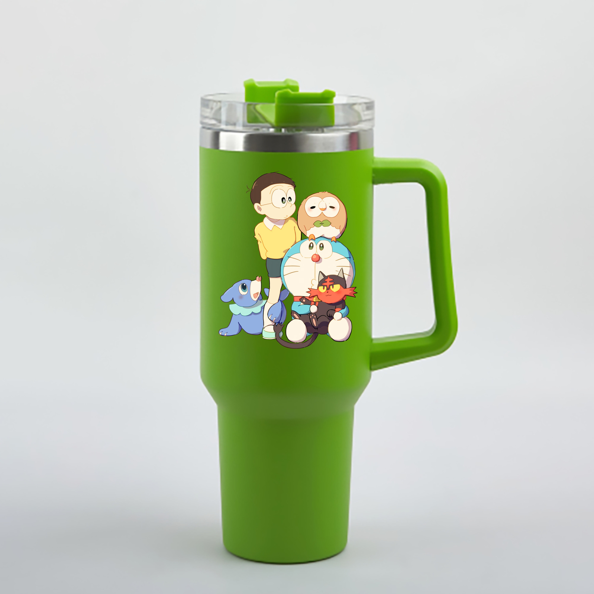 （画像用） ドラえもん Doraemon 1200mL車用タンブラー - クリスタルステッカー（プラスチックストロー付き）